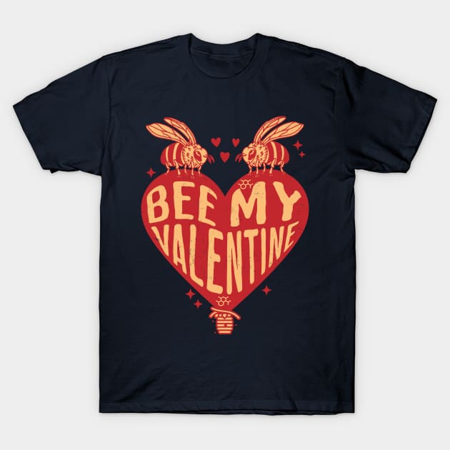 Bee My Valentine - Cute Bee Design for Valentine's Day T-Shirt by OrangeMonkeyArt